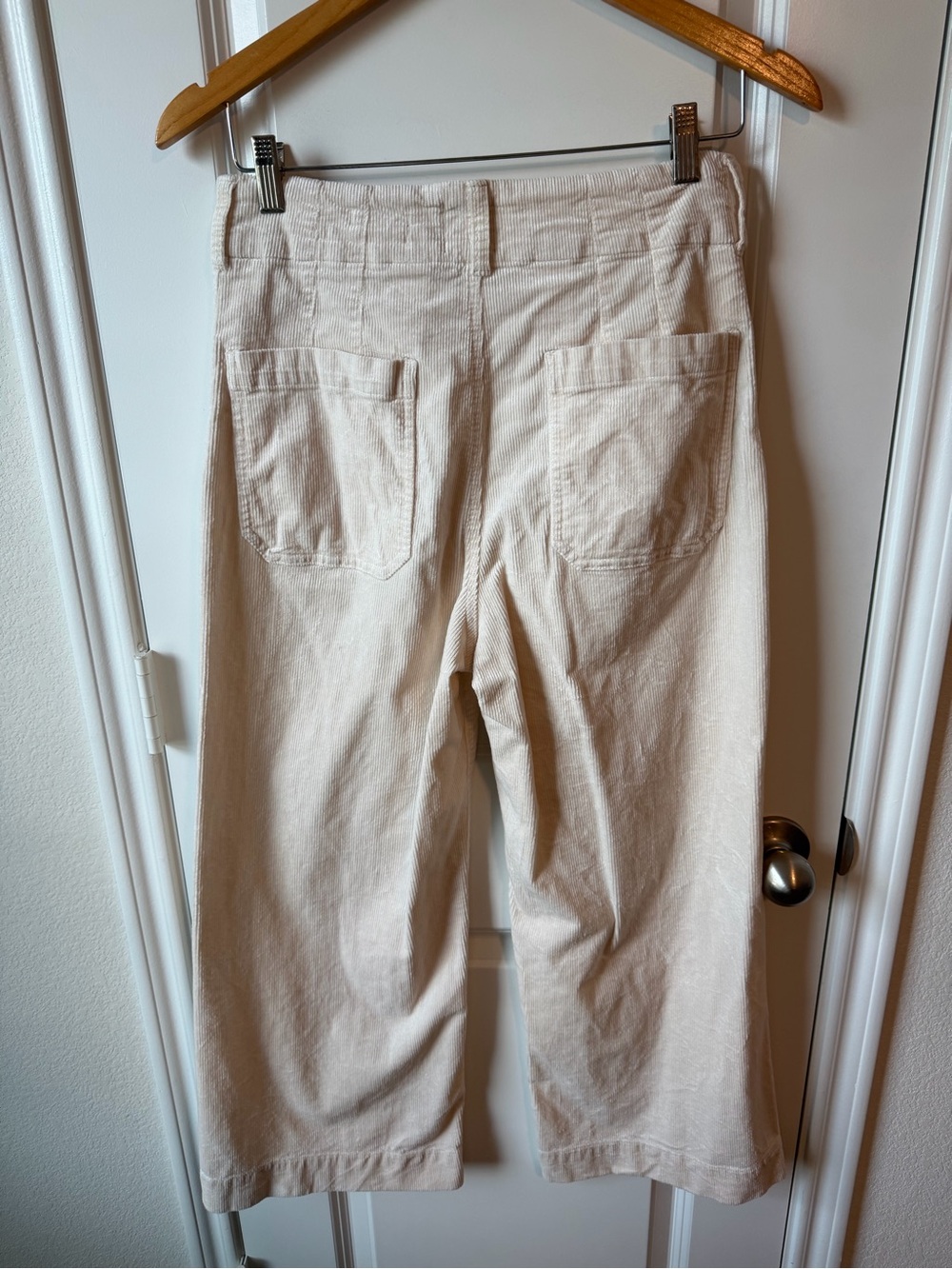 Anthropologie Maeve The Colette Cropped Cream Corduroy Pants - Picture 3 of 5